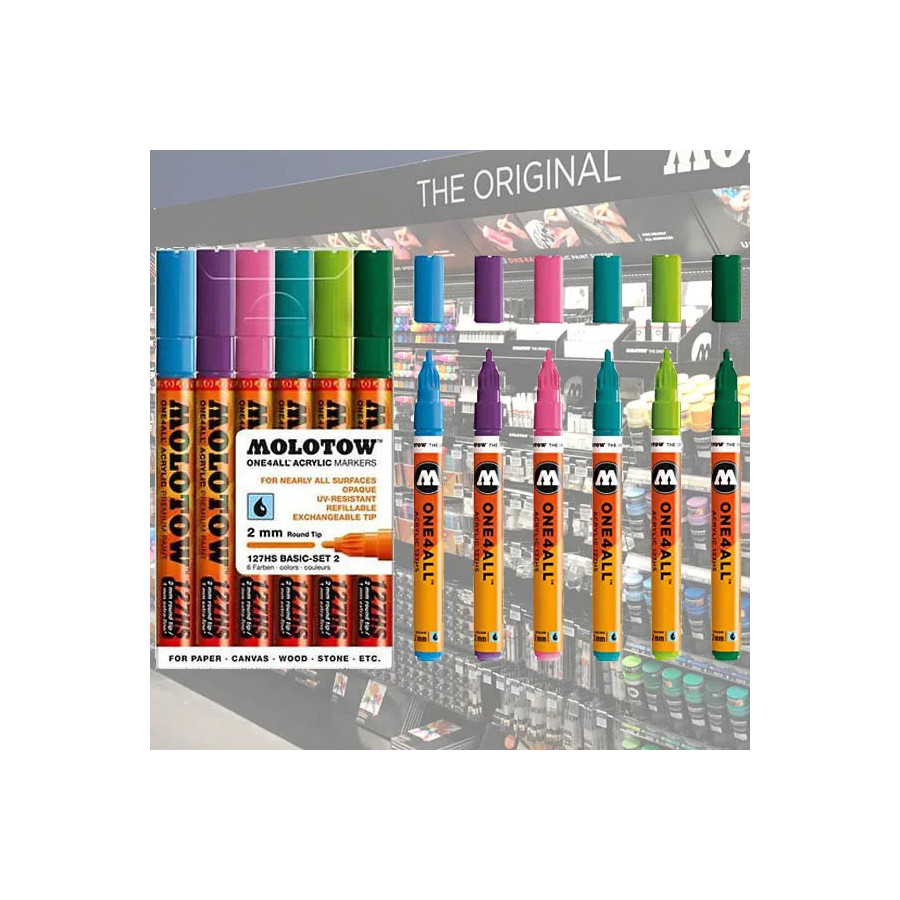 Molotow Acrylic Marker One4All 2mm Wallet Basic Set 2 6 Pcs
