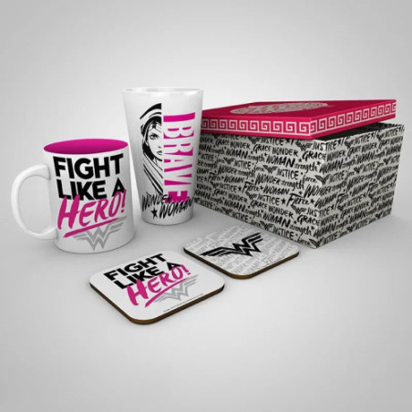 DC COMICS - Pck Verre XXL + Mug + 2 Coasters "Héros"