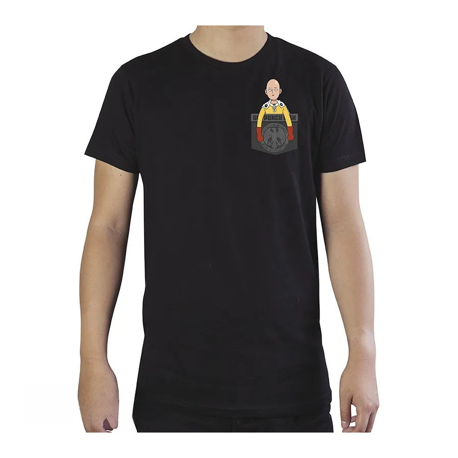 ONE PUNCH MAN - Tshirt "Saitama format poche" homme MC black - basic