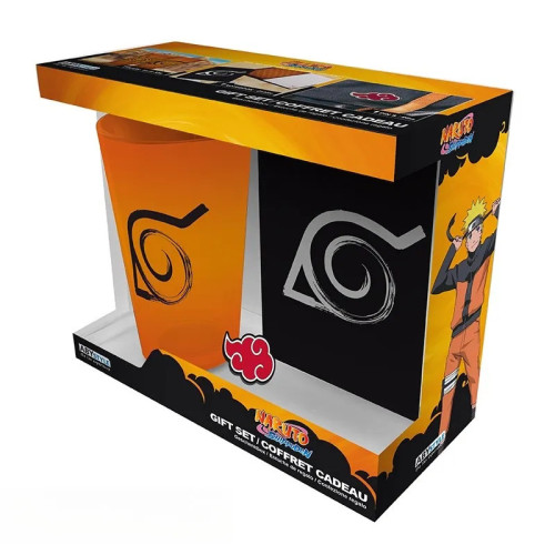 NARUTO SHIPPUDEN - Pck Verre XXL + Pin's + Carnet "Konoha"