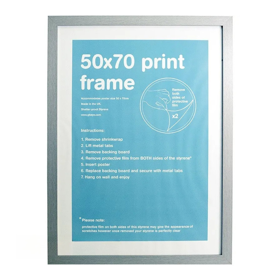 GBEYE - Cadre MDF Argent - 50 x 70 cm