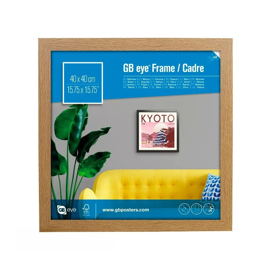 GBEYE - Cadre MDF Chêne - 40 x 40 cm