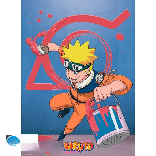 NARUTO - Poster Chibi 52x38 - Naruto & Emblème Konoha