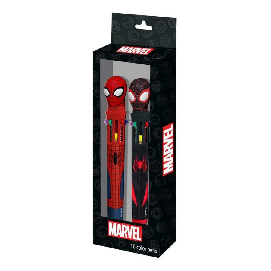 Spider-Man pack 2 stylos à bille 10 couleurs
