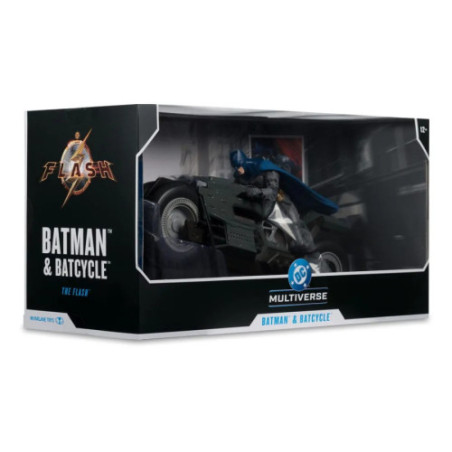 The Flash DC Multiverse véhicule Batcycle with Batman