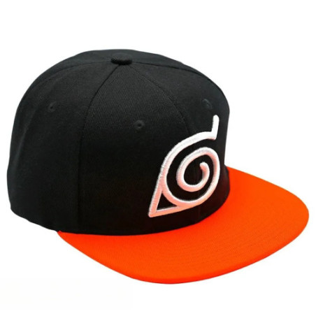 NARUTO SHIPPUDEN - Casquette snapback - Noir & Orange - Konoha