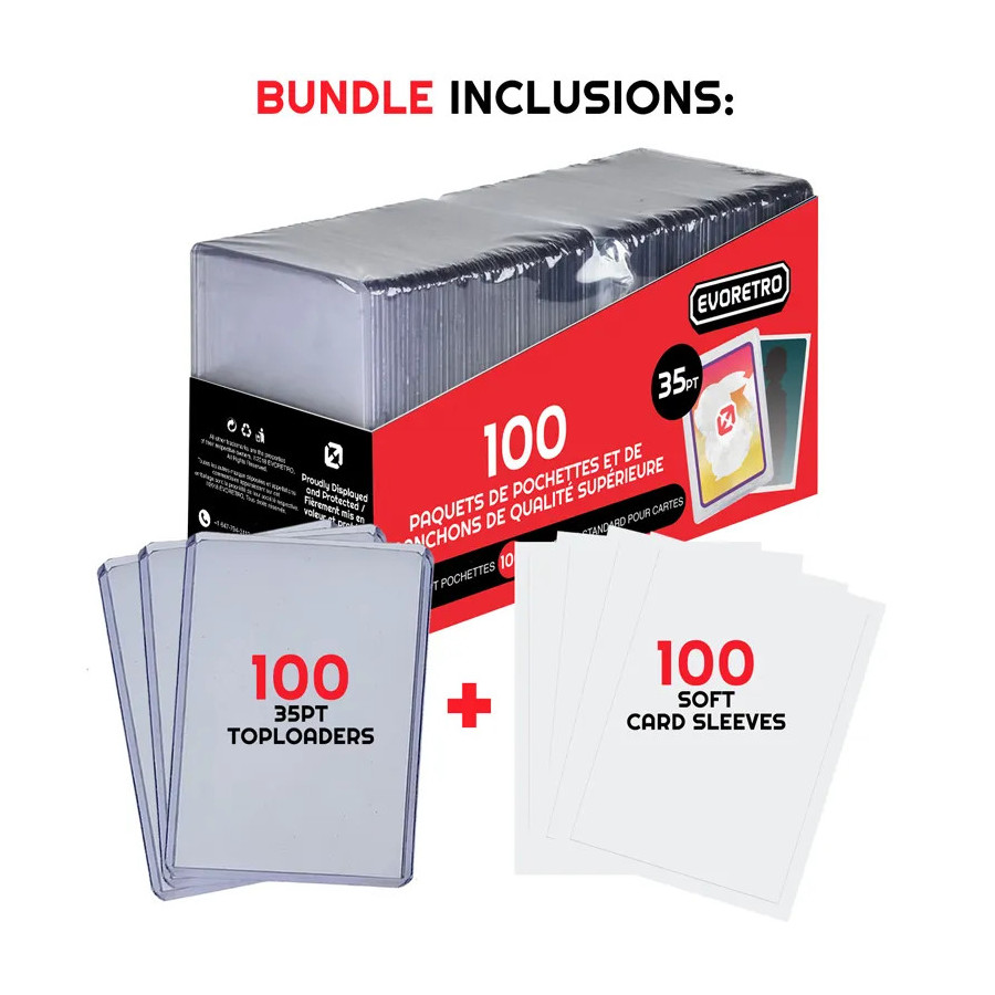 Evoretro Pack 100 Toploader + 100 Sleeves 35 Pt
