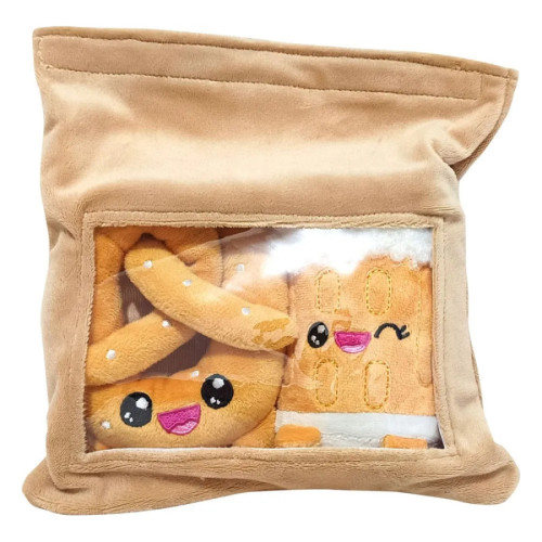Pack 2 peluches Yummis Together Pretzel & Beer in Take Away Bag 21 cm
