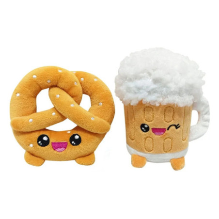 Pack 2 peluches Yummis Together Pretzel & Beer in Take Away Bag 21 cm