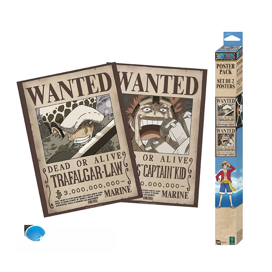 ONE PIECE - Set 2 Posters Chibi 52x38 - Wanted Law & Kid