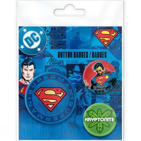 DC COMICS - Pack de Badges - Superman, Logo & Kryptonite