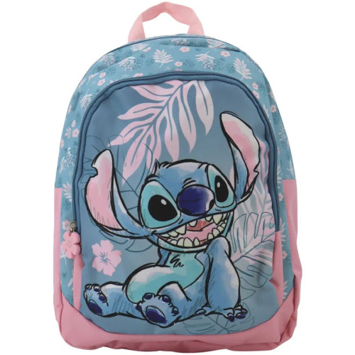 Disney Sac A Dos 2 Compartiments Stitch Blue Hawaii 38X28X16cm