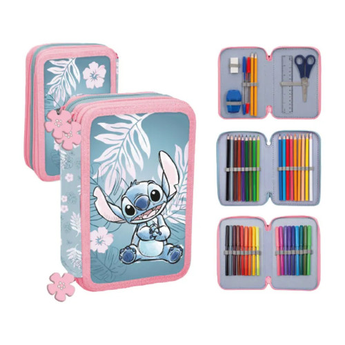 Disney Trousse 3 Compartiments Stitch Blue Hawaii