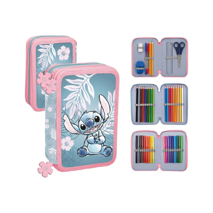 Disney Trousse 3 Compartiments Stitch Blue Hawaii