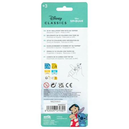 Disney stylo à bille 10 couleurs 3D Stitch