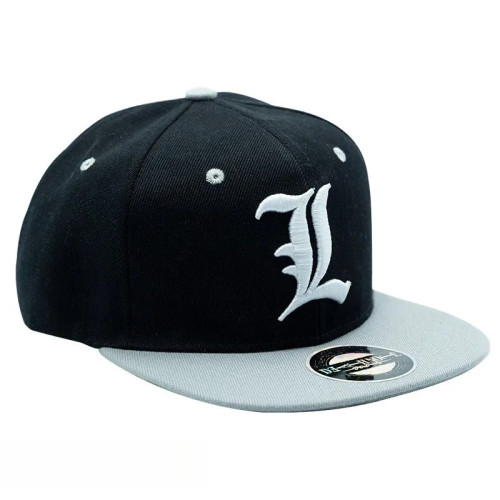 DEATH NOTE - Casquette snapback- Noir & Gris - "L"