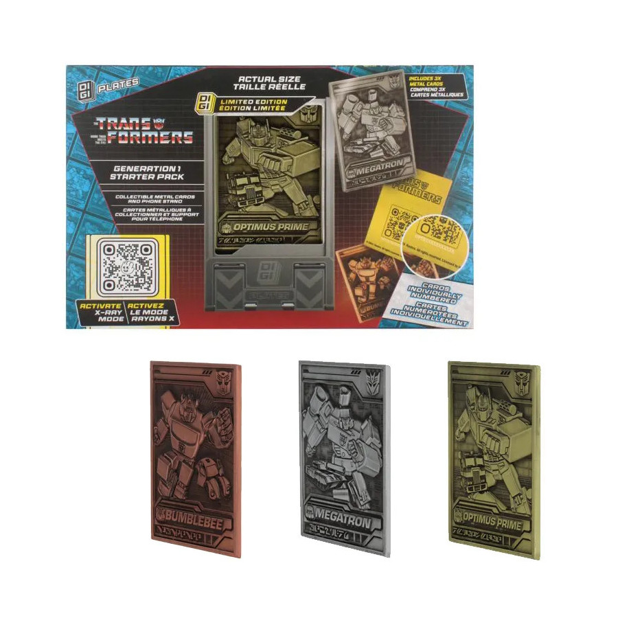 Transformers Digiplate Starter Pack 3 Cartes Metal + Stand