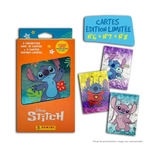 Disney Stitch Tc Panini Boite Metal 7 Poch 6 Cartes + 3 El