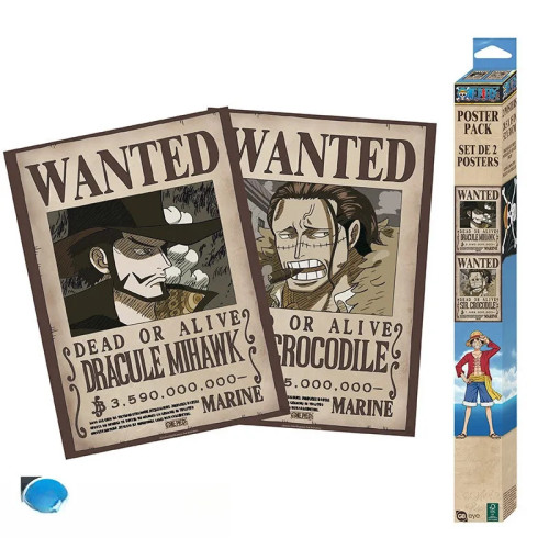 ONE PIECE - Set 2 Posters Chibi 52x38 - Wanted Mihawk & Crocodile