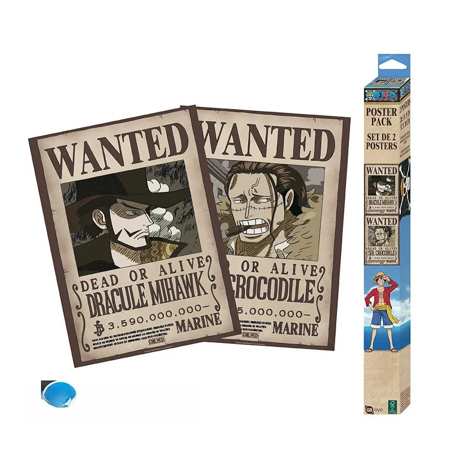 ONE PIECE - Set 2 Posters Chibi 52x38 - Wanted Mihawk & Crocodile