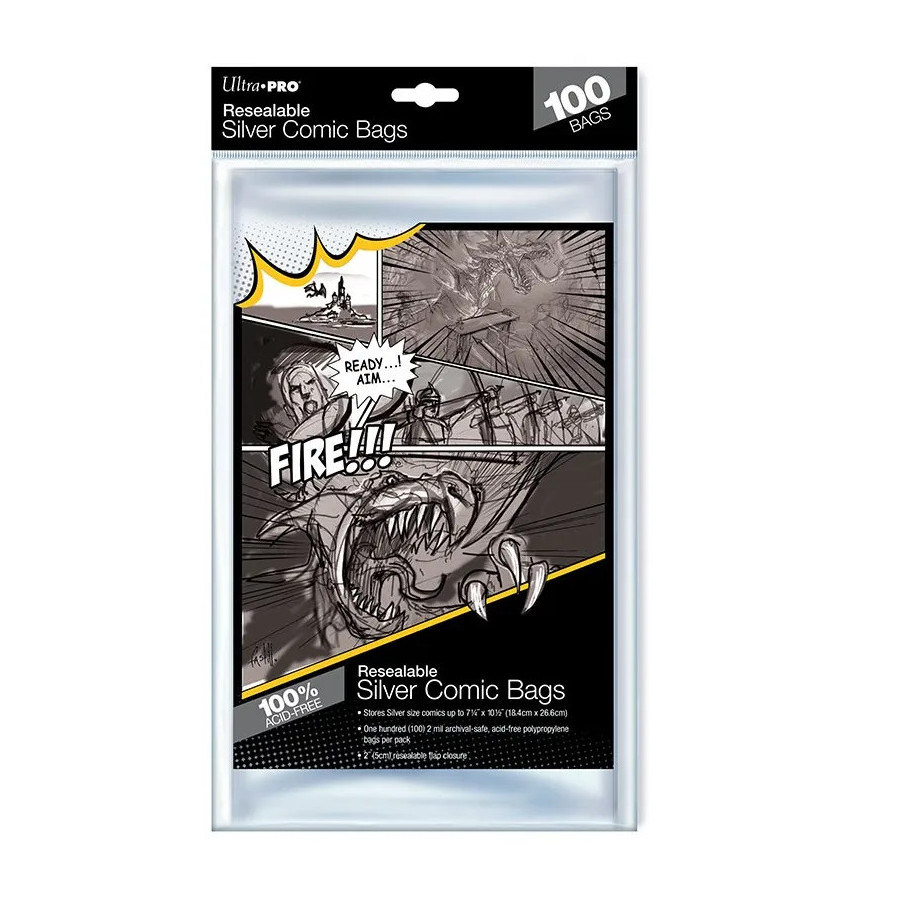 Comics Bags Silver Refermable Pack de 100pcs