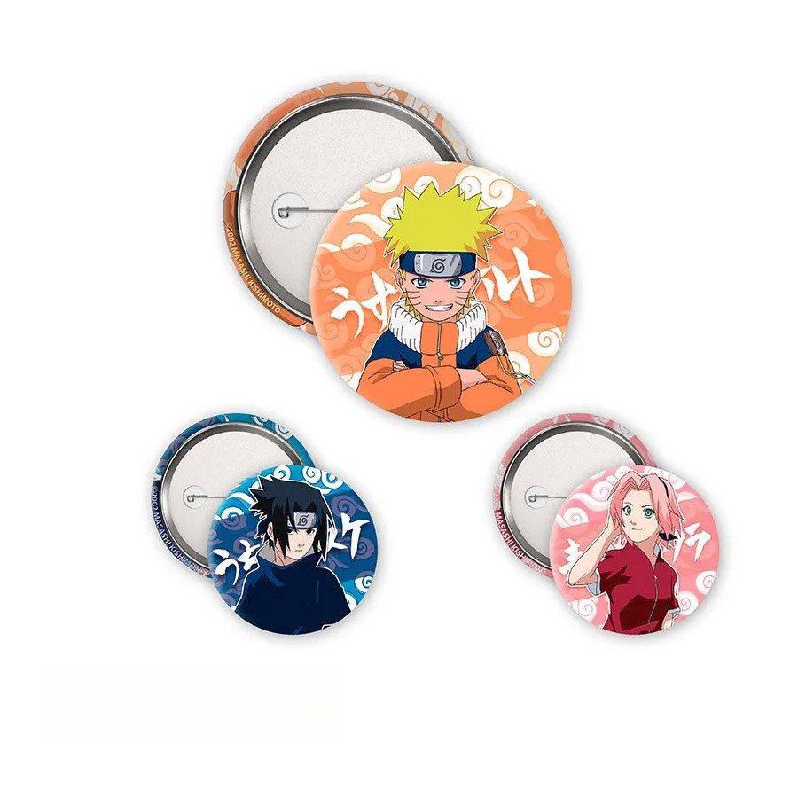 NARUTO - Pack de Badges - Naruto, Sasuke, Sakura