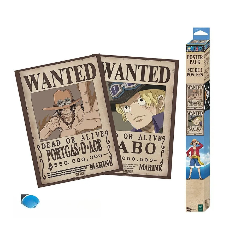 ONE PIECE - Set 2 Posters Chibi 52x38 - Wanted Sabo & Ace