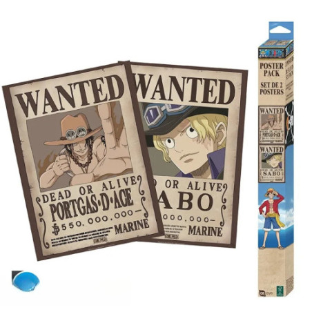 ONE PIECE - Set 2 Posters Chibi 52x38 - Wanted Sabo & Ace