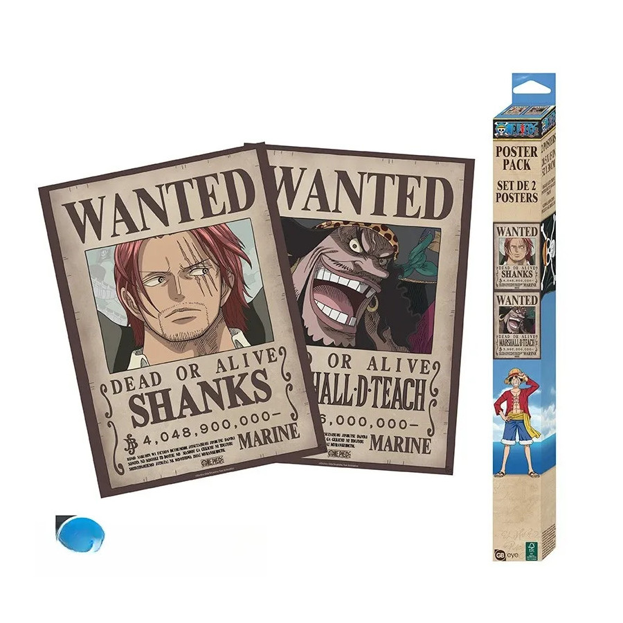 ONE PIECE - Set 2 Posters Chibi 52x38 - Wanted Shanks & Blackbeard