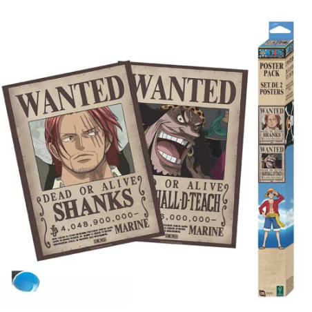 ONE PIECE - Set 2 Posters Chibi 52x38 - Wanted Shanks & Blackbeard