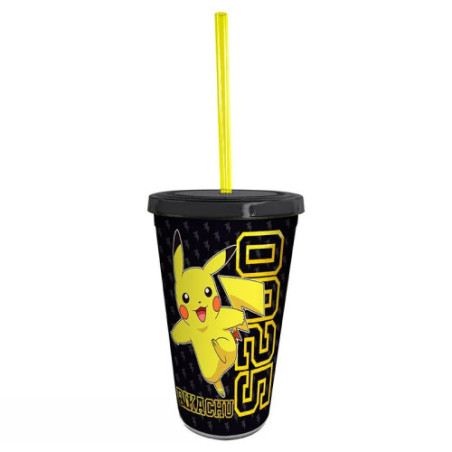 POKEMON - Gobelet avec paille - 470 ml - Pikachu Collage